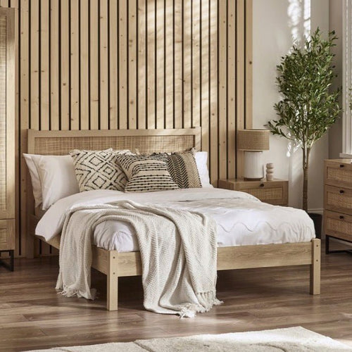 Padstow Rattan Oak Bed (2 Sizes)