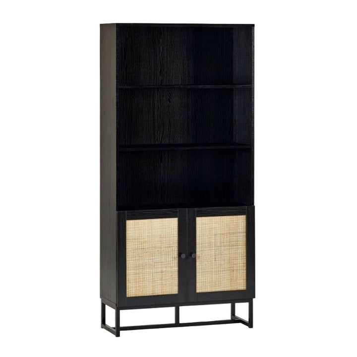 Padstow Tall Bookcase with Low Cupboard - Black1 - Duck Barn Interiors