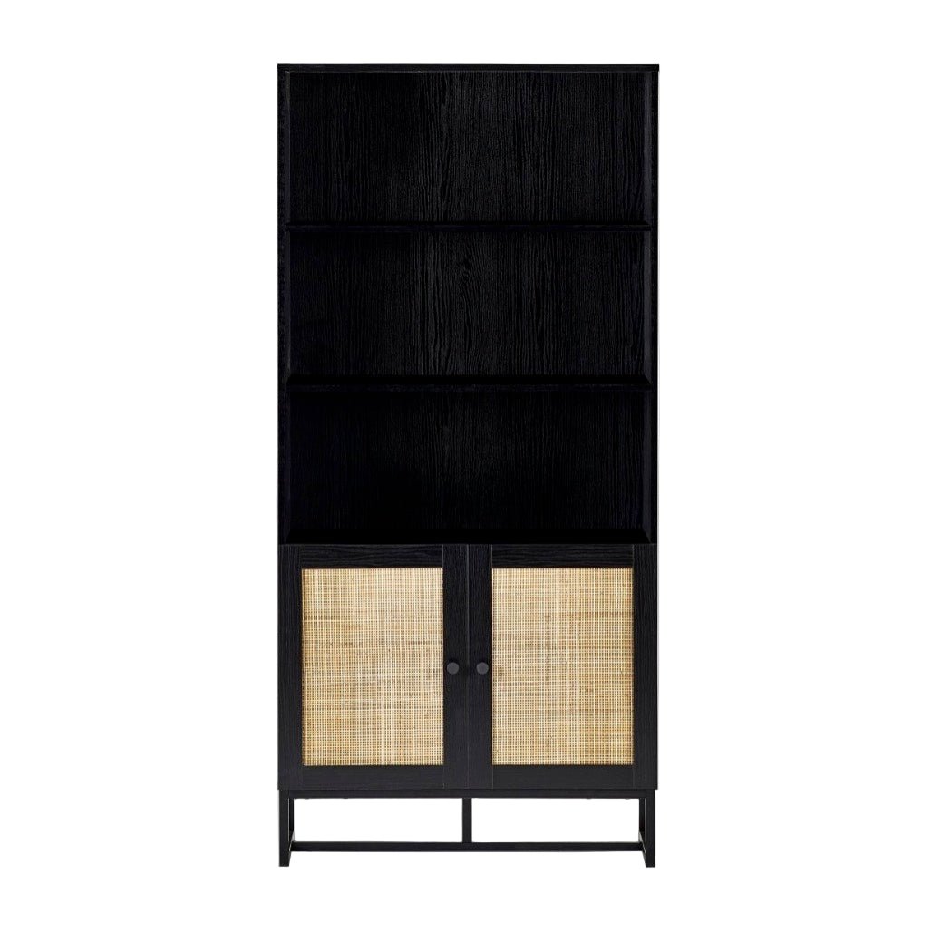 Padstow Tall Bookcase with Low Cupboard - Black1 - Duck Barn Interiors