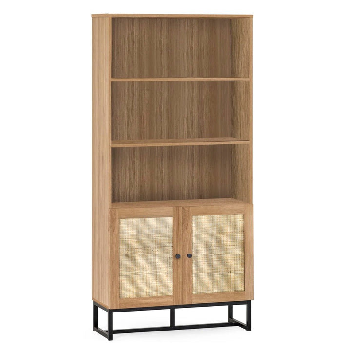 Padstow Tall Bookcase with Low Cupboard - Oak1 - Duck Barn Interiors