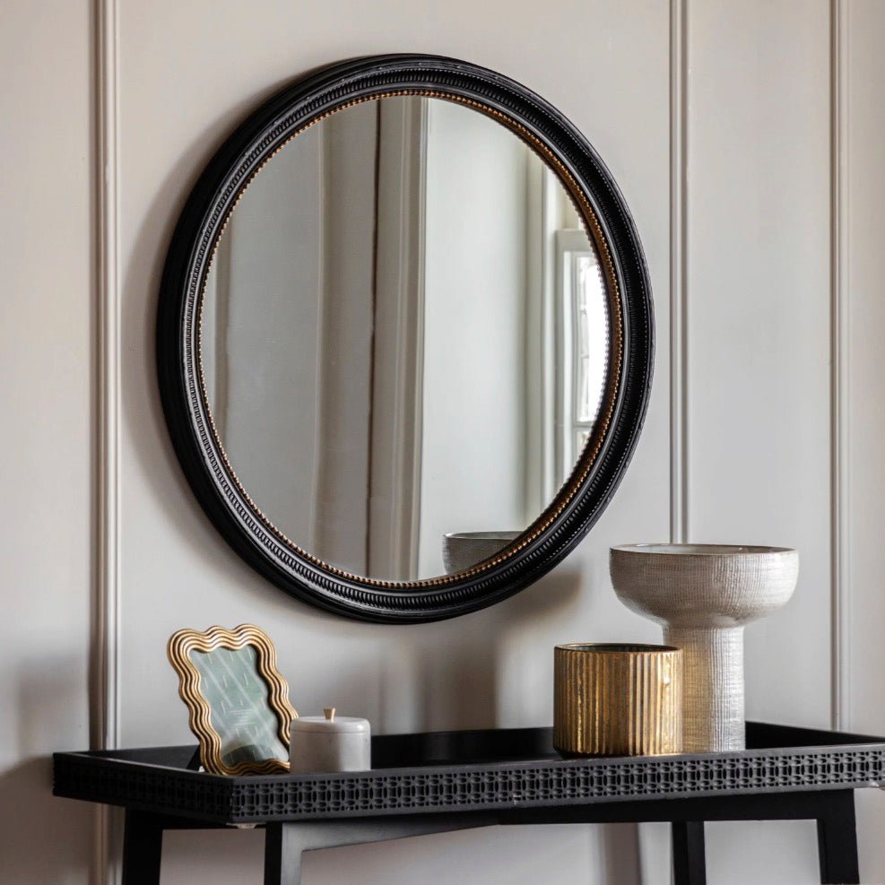 Pisa Black Round Mirror1 - Duck Barn Interiors
