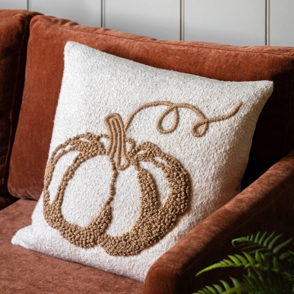 Pumpkin White Boucle Cushion2 - Duck Barn Interiors