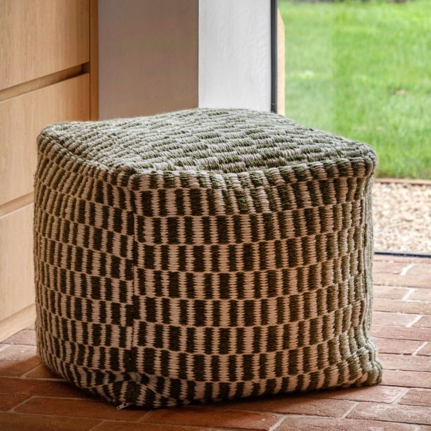 Rauma Square Pouffe - Olive1 - Duck Barn Interiors