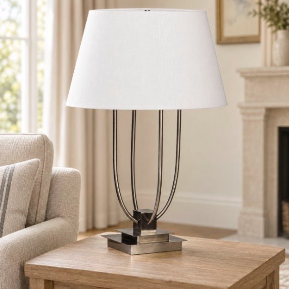Regents Park Satin Nickel Finish Table Lamp1 - Duck Barn Interiors