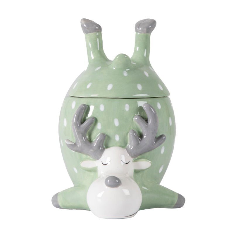 Reindeer Pot with Lid - Green1 - Duck Barn Interiors