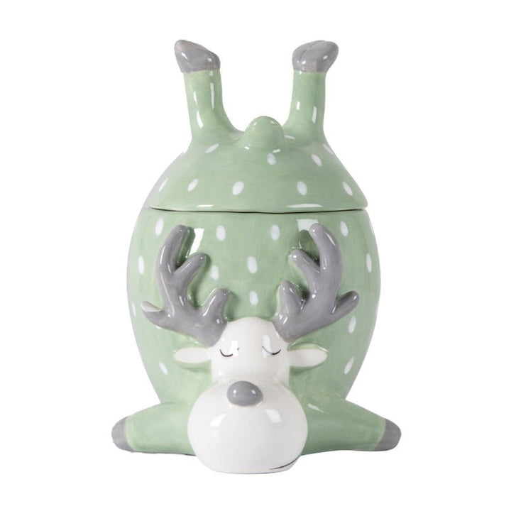 Reindeer Pot with Lid - Green1 - Duck Barn Interiors