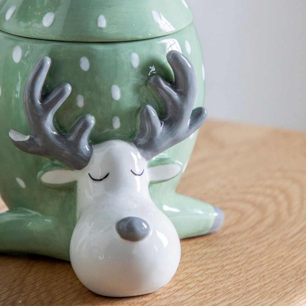 Reindeer Pot with Lid - Green2 - Duck Barn Interiors