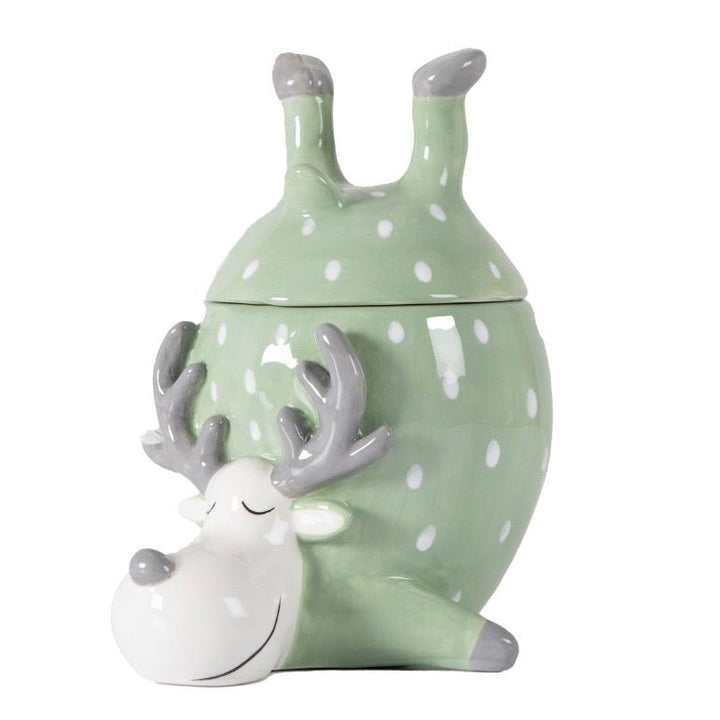 Reindeer Pot with Lid - Green4 - Duck Barn Interiors