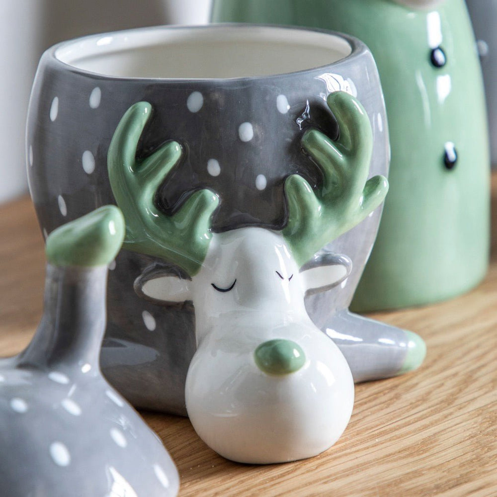 Reindeer Pot with Lid - Grey3 - Duck Barn Interiors