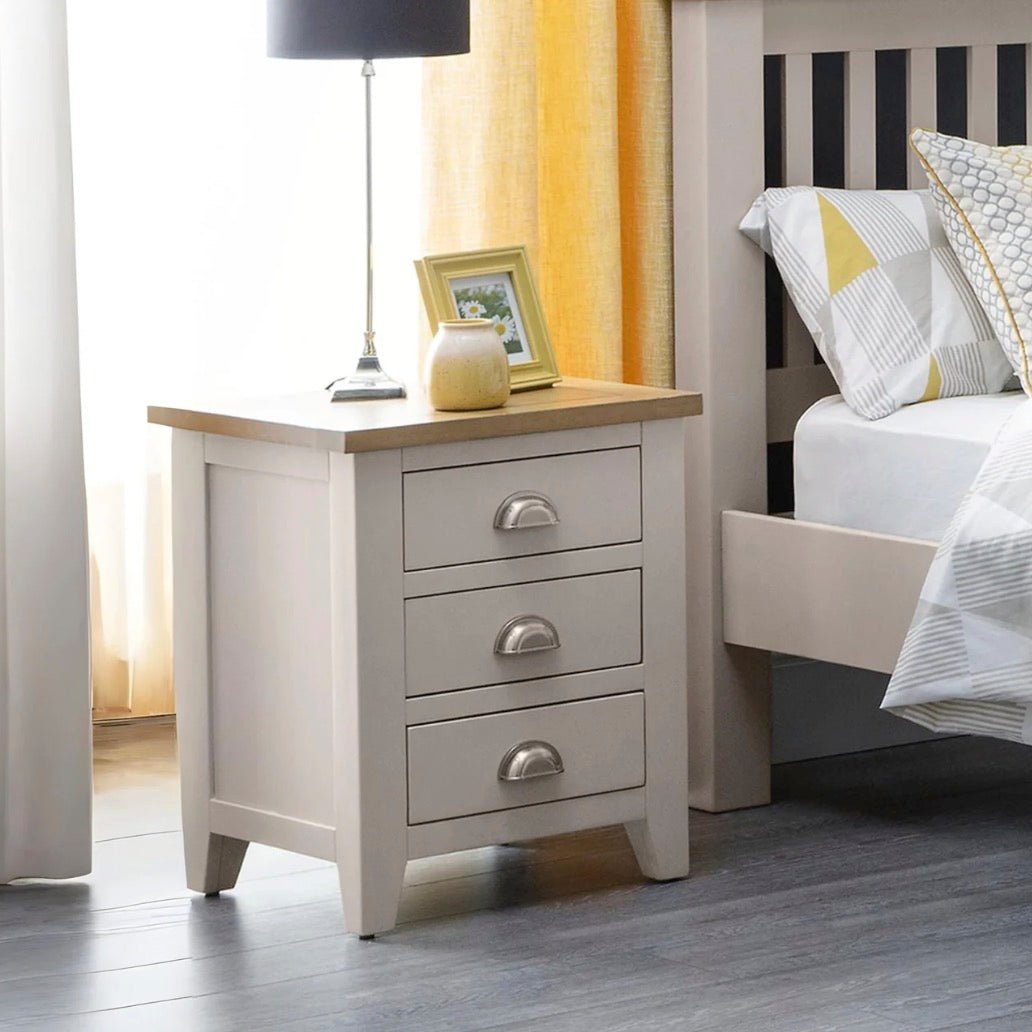 Richmond Elephant Grey 3 Drawer Beside Table1 - Duck Barn Interiors