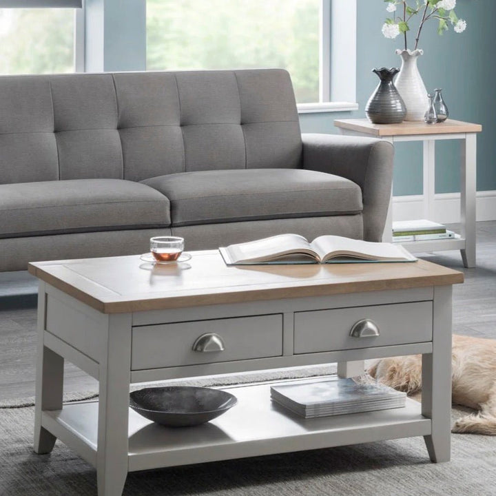 Richmond Elephant Grey Coffee Table with 2 Drawers5 - Duck Barn Interiors