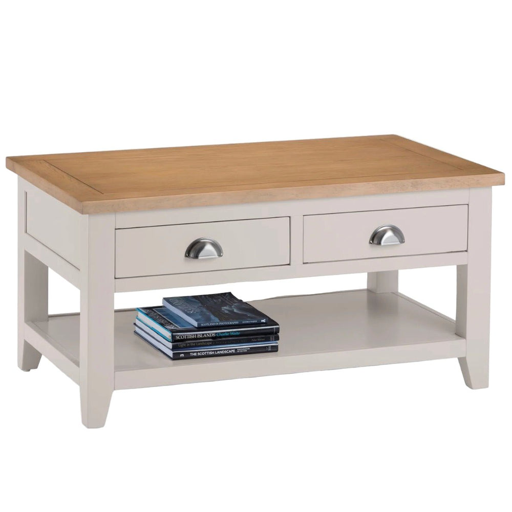 Richmond Elephant Grey Coffee Table with 2 Drawers1 - Duck Barn Interiors