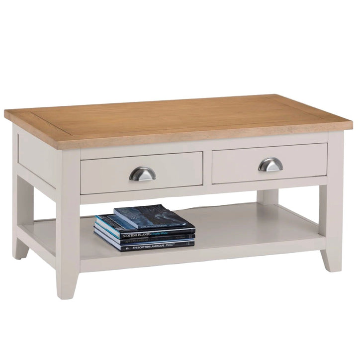 Richmond Elephant Grey Coffee Table with 2 Drawers1 - Duck Barn Interiors