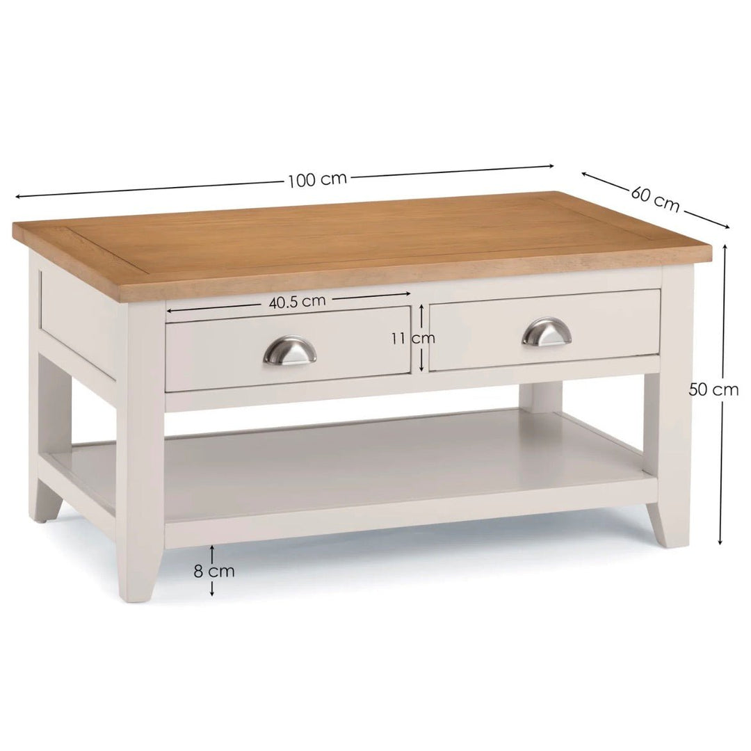 Richmond Elephant Grey Coffee Table with 2 Drawers4 - Duck Barn Interiors