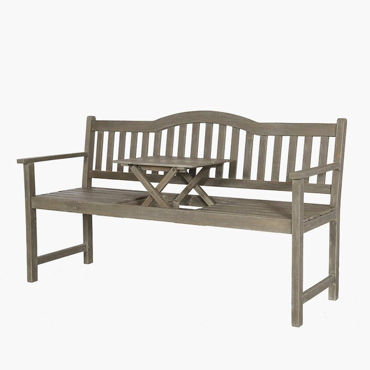 Richmond Outdoor Bench with Pop Up Table - Antique Grey3 - Duck Barn Interiors