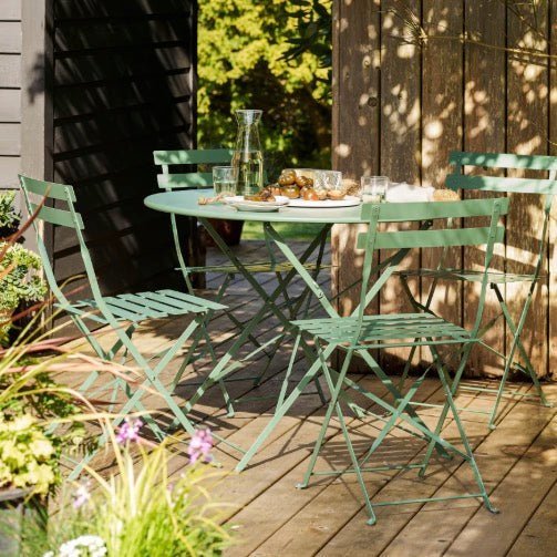 Rive Droite Garden Bistro Round Table and 4 Chairs - Thistle Green3 - Duck Barn Interiors