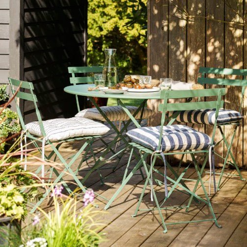 Rive Droite Garden Bistro Round Table and 4 Chairs - Thistle Green2 - Duck Barn Interiors