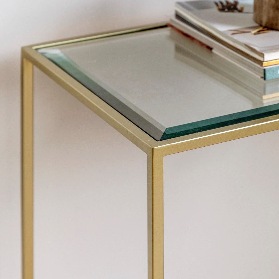 Rothbury Glass Console Table - Champagne3 - Duck Barn Interiors