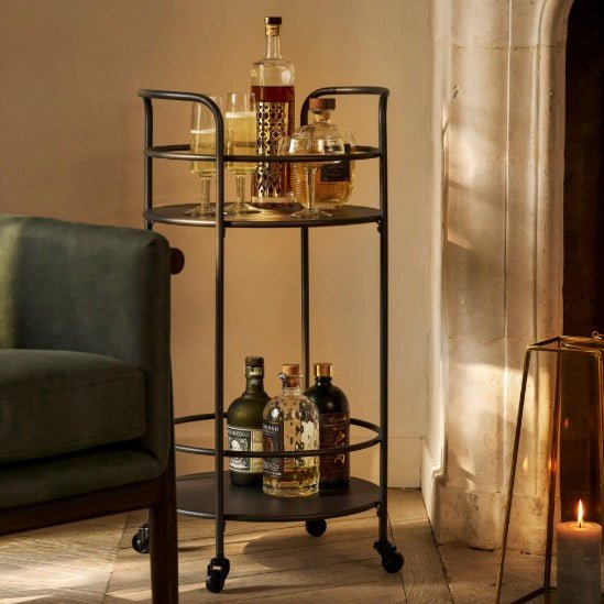 Round Drinks Trolley - Carbon1 - Duck Barn Interiors
