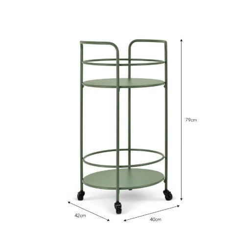 Round Drinks Trolley - Thistle Green9 - Duck Barn Interiors
