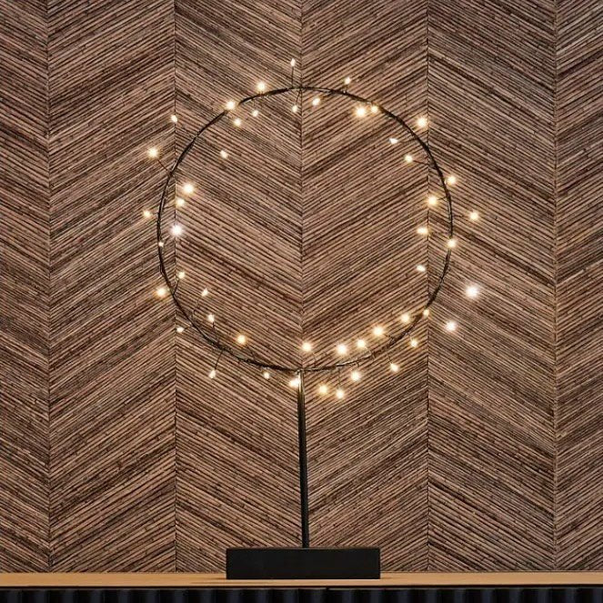 Round Table Aurora with Warm LED Light - Battery Powered - Black1 - Duck Barn Interiors