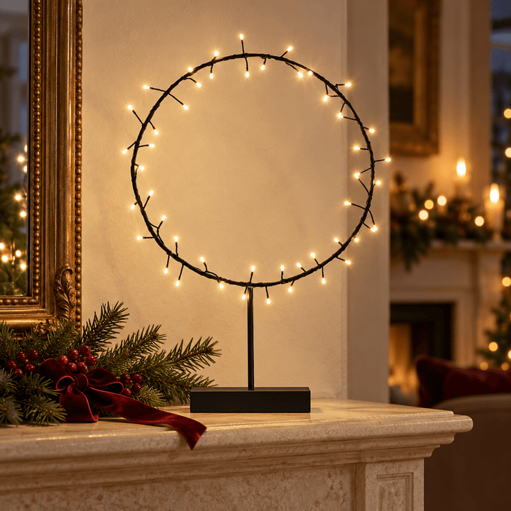 Round Table Aurora with Warm LED Light - Battery Powered - Black2 - Duck Barn Interiors