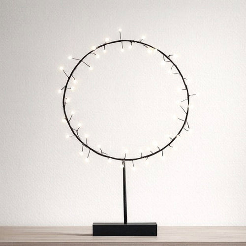 Round Table Aurora with Warm LED Light - Battery Powered - Black