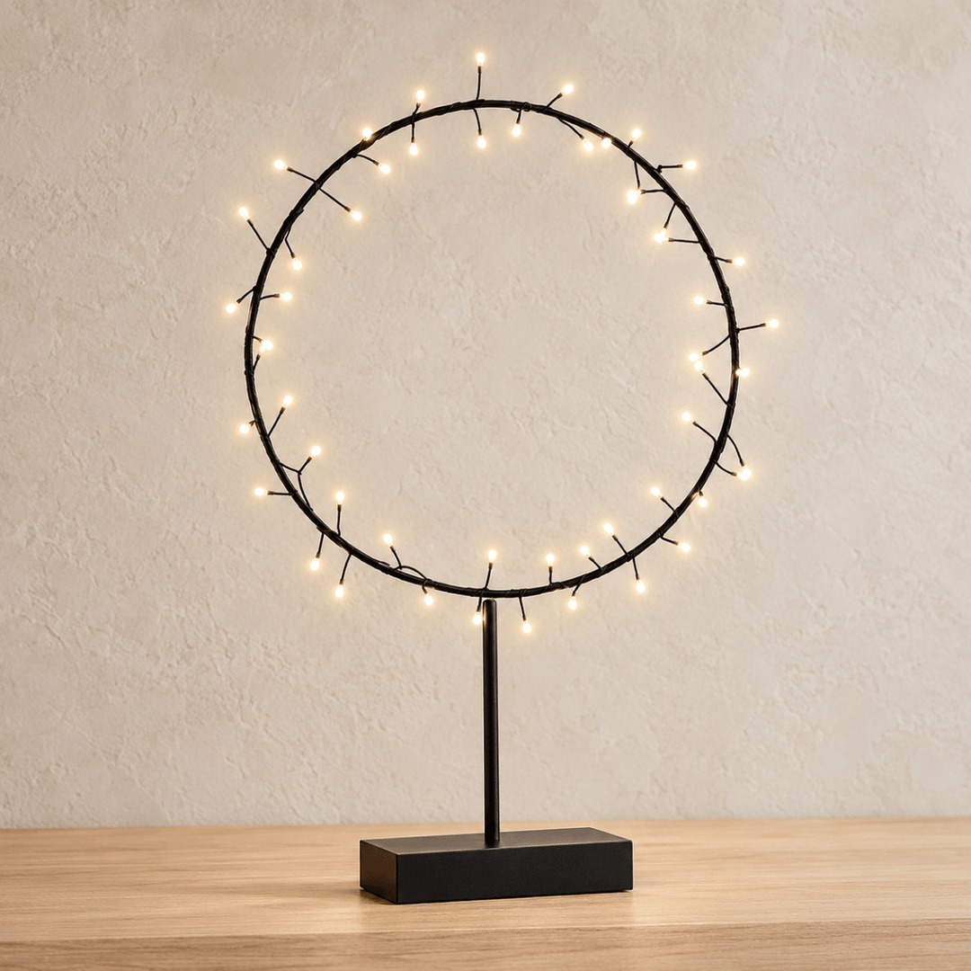 Round Table Aurora with Warm LED Light - Battery Powered - Black3 - Duck Barn Interiors