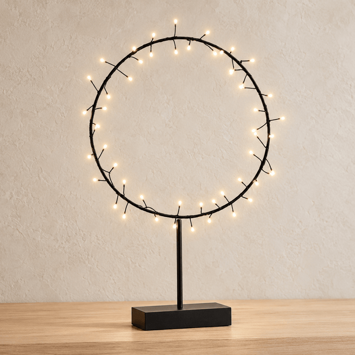 Round Table Aurora with Warm LED Light - Battery Powered - Black3 - Duck Barn Interiors