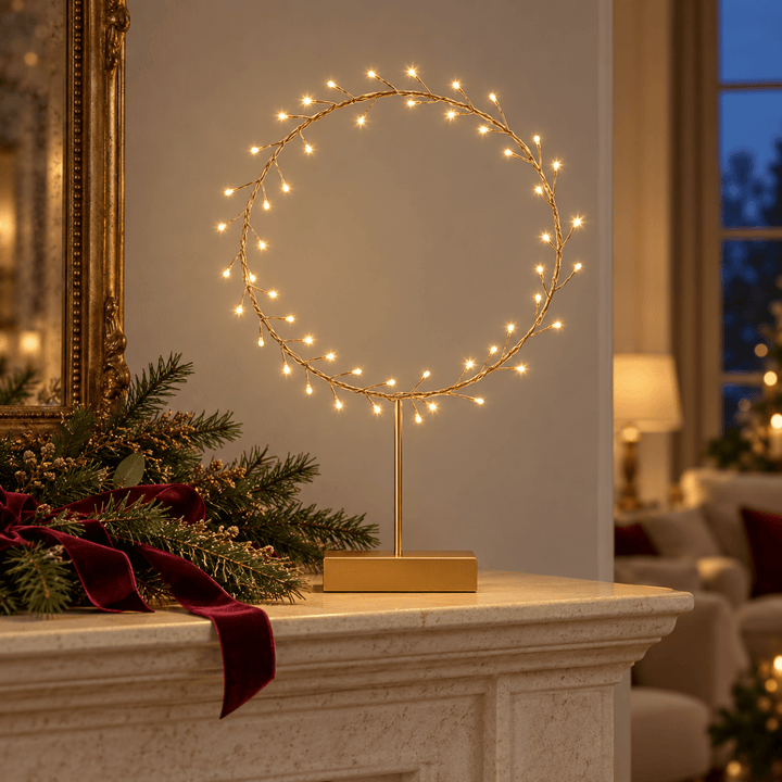 Round Table Aurora with Warm LED Light - Battery Powered - Gold1 - Duck Barn Interiors