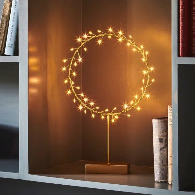 Round Table Aurora with Warm LED Light - Battery Powered - Gold1 - Duck Barn Interiors