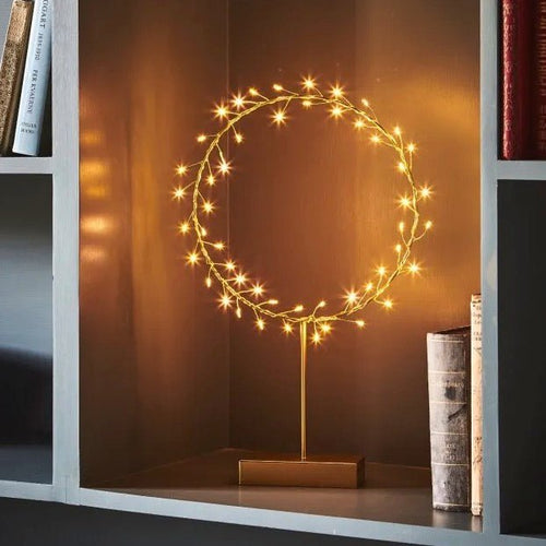 Round Table Aurora with Warm LED Light - Battery Powered - Gold