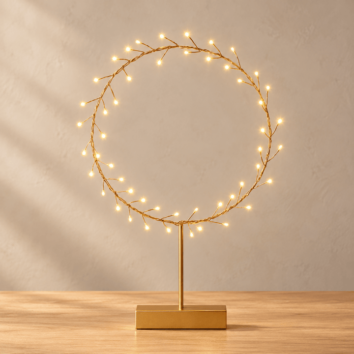 Round Table Aurora with Warm LED Light - Battery Powered - Gold3 - Duck Barn Interiors