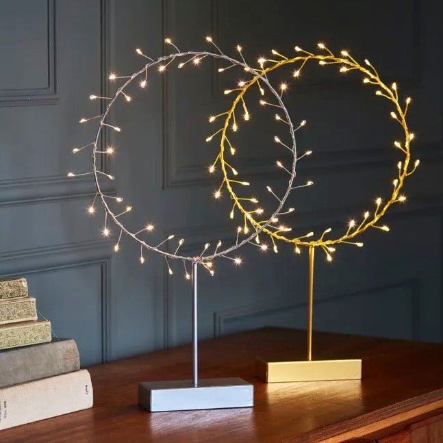 Round Table Aurora with Warm LED Light - Battery Powered - Silver2 - Duck Barn Interiors