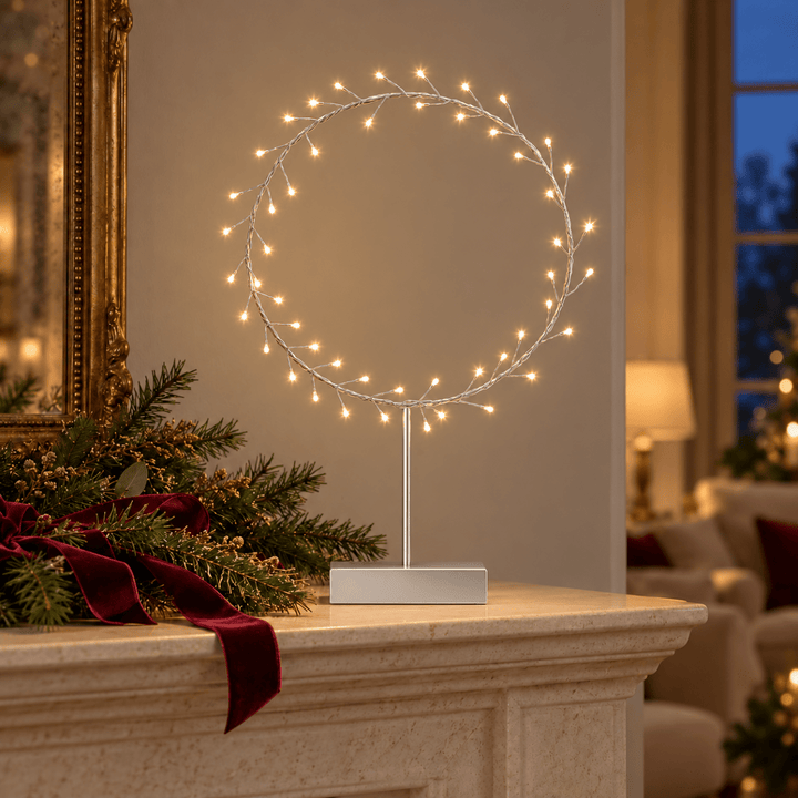 Round Table Aurora with Warm LED Light - Battery Powered - Silver2 - Duck Barn Interiors
