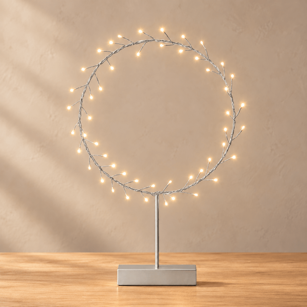 Round Table Aurora with Warm LED Light - Battery Powered - Silver3 - Duck Barn Interiors