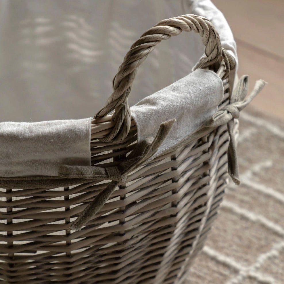 Round Willow Aro Lined Baskets - Set of 34 - Duck Barn Interiors