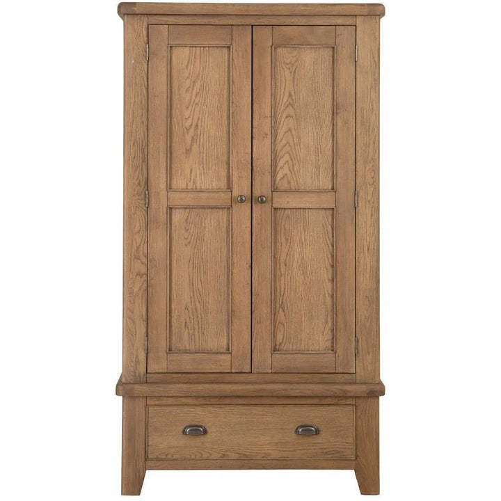 Rusper Oak 2 Door Wardrobe with Drawer21 - Duck Barn Interiors