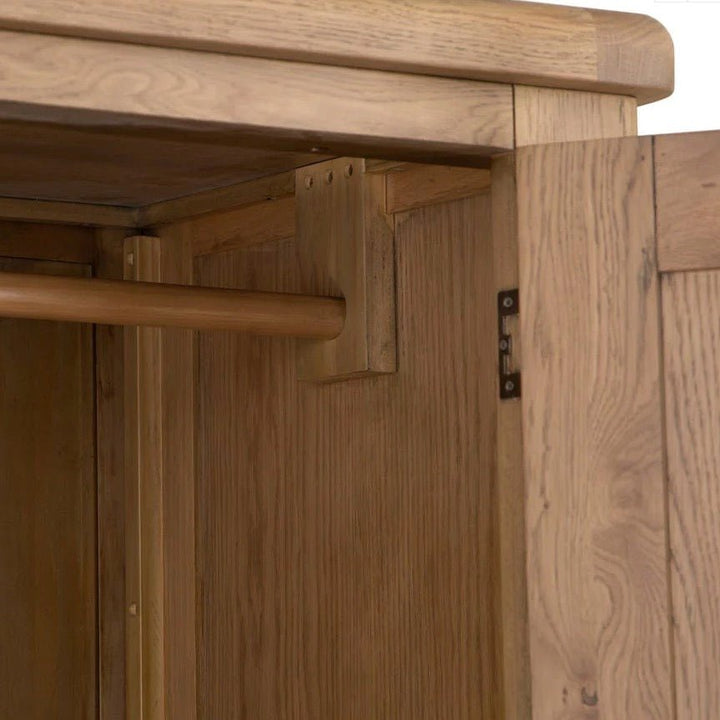 Rusper Oak 2 Door Wardrobe with Drawer13 - Duck Barn Interiors