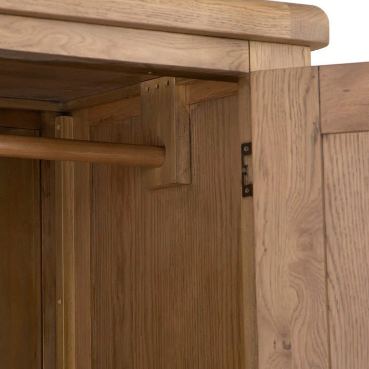 Rusper Oak 2 Door Wardrobe with Drawer17 - Duck Barn Interiors