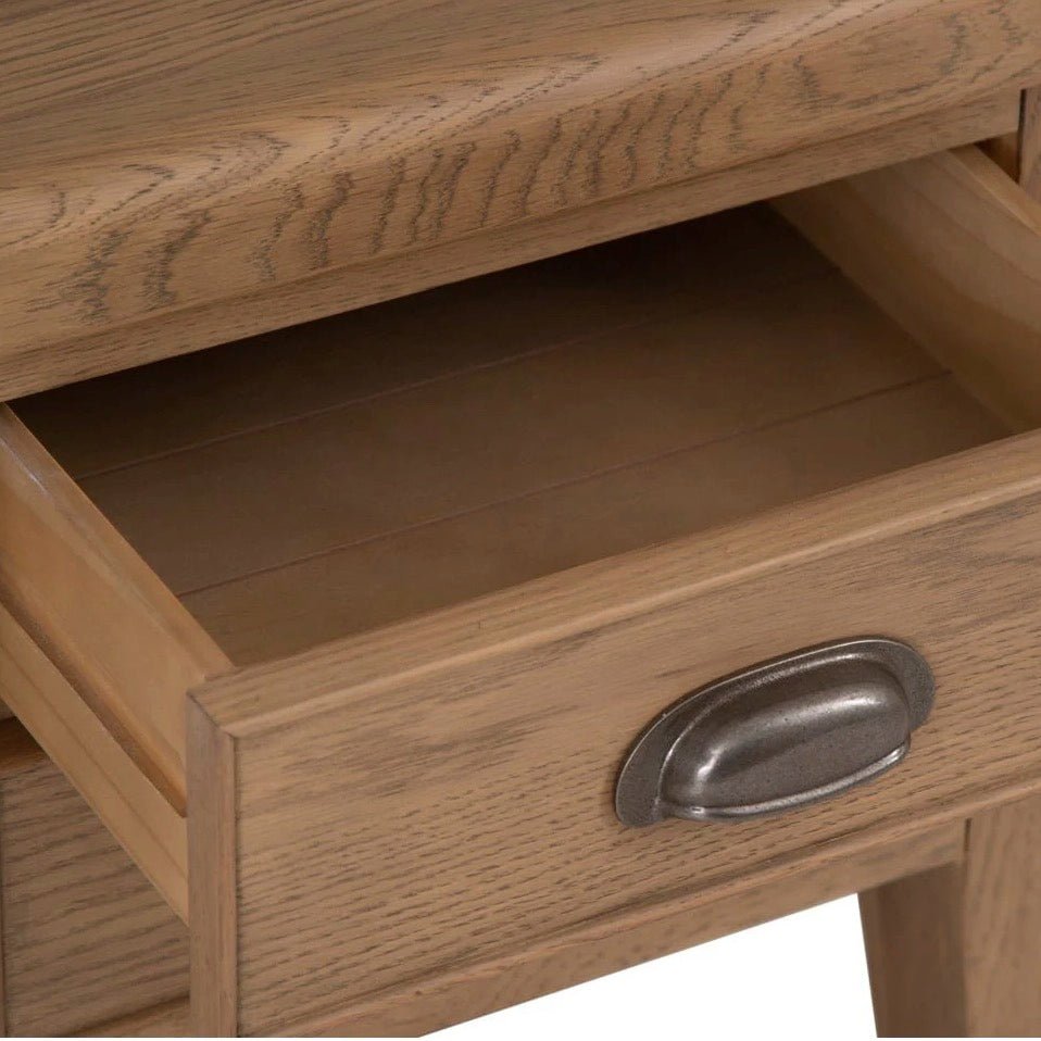 Rusper Oak 2 Drawer Side Table3 - Duck Barn Interiors