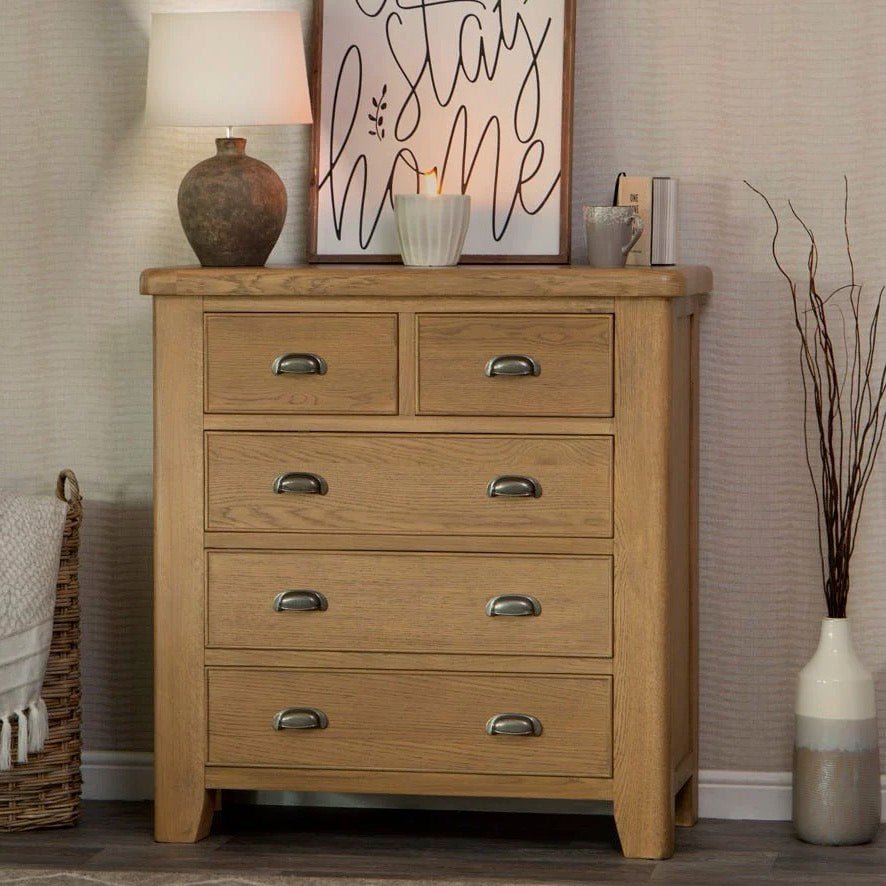 Rusper Oak 2 Over 3 Chest of Drawers1 - Duck Barn Interiors
