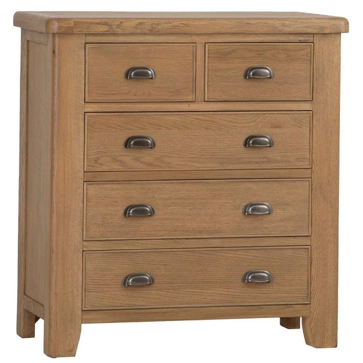 Rusper Oak 2 Over 3 Chest of Drawers2 - Duck Barn Interiors