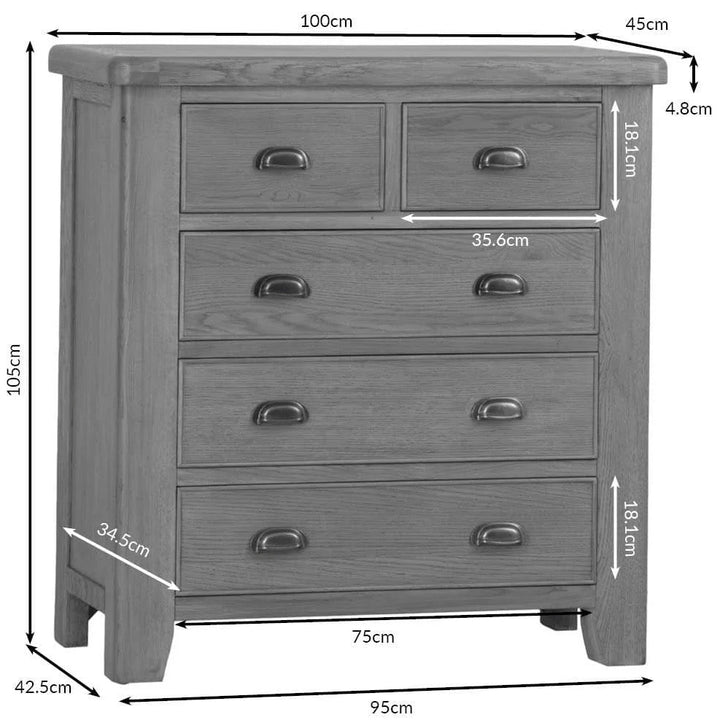 Rusper Oak 2 Over 3 Chest of Drawers11 - Duck Barn Interiors