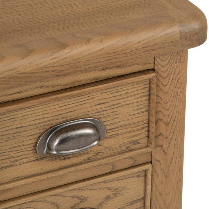 Rusper Oak 3 Drawer Bedside Table3 - Duck Barn Interiors
