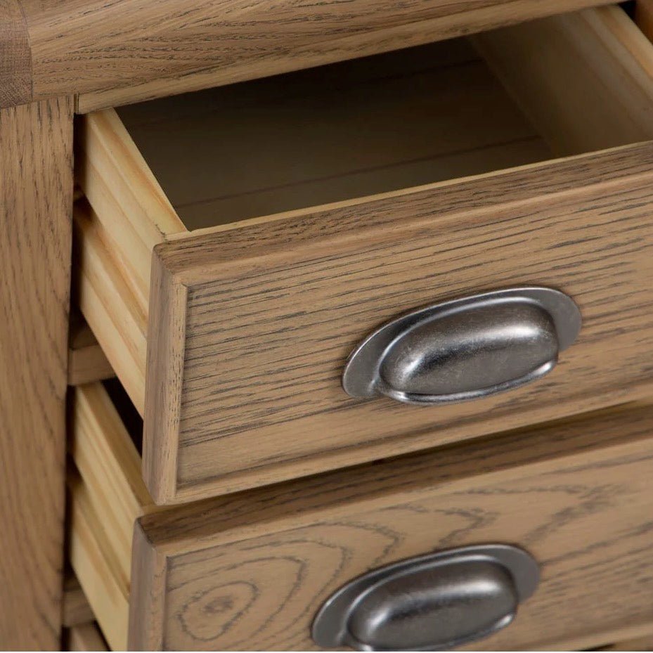 Rusper Oak 3 Drawer Bedside Table2 - Duck Barn Interiors