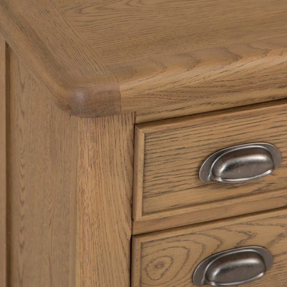 Rusper Oak 3 Drawer Bedside Table4 - Duck Barn Interiors