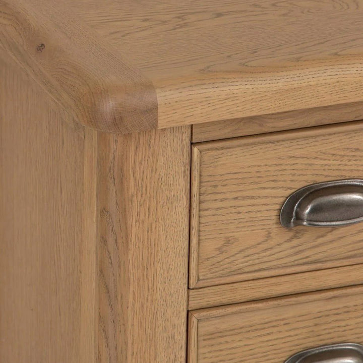 Rusper Oak 3 Drawer Bedside Table - Large12 - Duck Barn Interiors