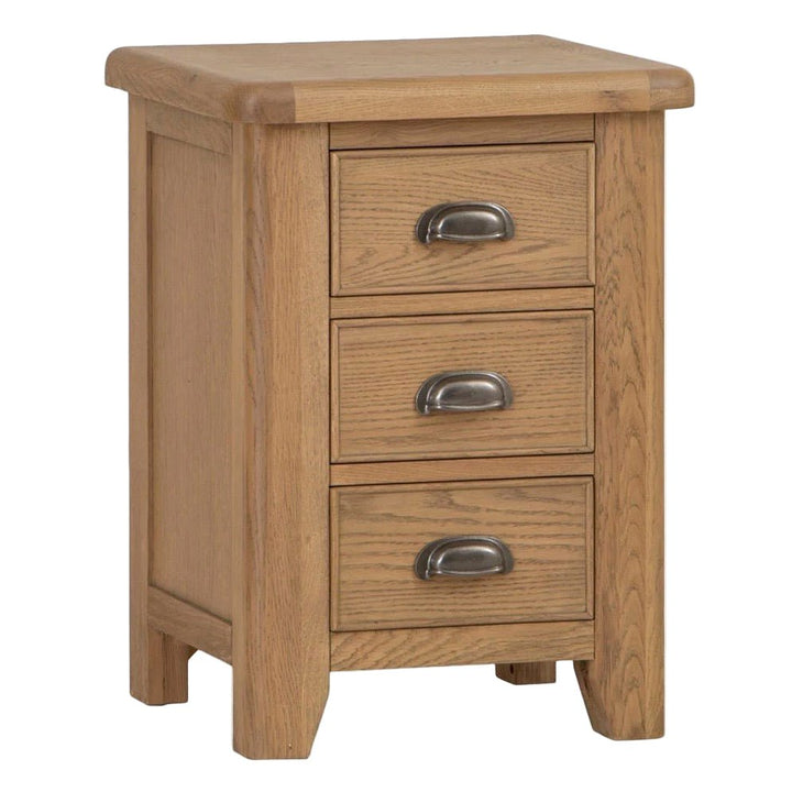 Rusper Oak 3 Drawer Bedside Table - Large1 - Duck Barn Interiors
