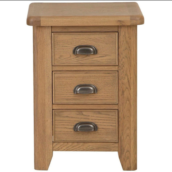 Rusper Oak 3 Drawer Bedside Table - Large1 - Duck Barn Interiors